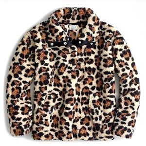 J Crew Vintage Fleece Sherpa Pullover leopard